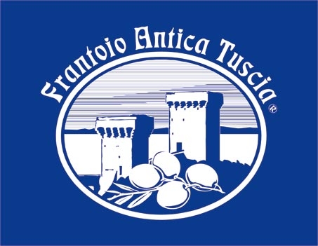 logo antica tuscia su sfondo blu logo produttore olio Battaglini