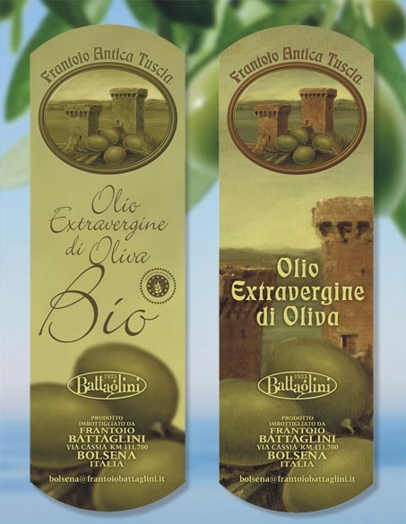 etichette per olio Frantoio antica Tuscia Battaglini